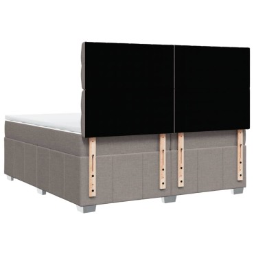 vidaXL Κρεβάτι Boxspring με Στρώμα Taupe 200x200cm Υφασμάτινο 1 τεμ. - Διπλό