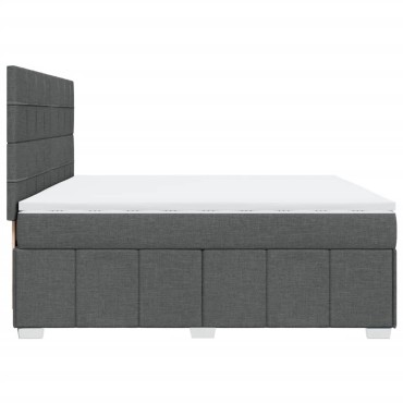 vidaXL Κρεβάτι Boxspring με Στρώμα Σκούρο Γκρι 200x200 εκ. Υφασμάτινο