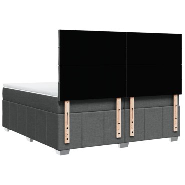 vidaXL Κρεβάτι Boxspring με Στρώμα Σκούρο Γκρι 200x200 εκ. Υφασμάτινο