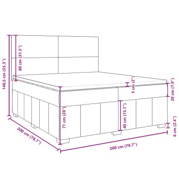 vidaXL Κρεβάτι Boxspring με Στρώμα Σκούρο Γκρι 200x200 εκ. Υφασμάτινο