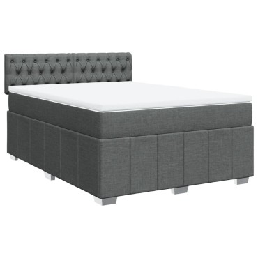 vidaXL Κρεβάτι Boxspring με Στρώμα Σκούρο Γκρι 140x190 εκ. Υφασμάτινο