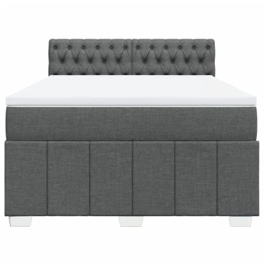 vidaXL Κρεβάτι Boxspring με Στρώμα Σκούρο Γκρι 140x190 εκ. Υφασμάτινο