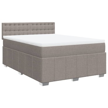 vidaXL Κρεβάτι Boxspring με Στρώμα Taupe 140x200 εκ. Υφασμάτινο