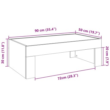 vidaXL Τραπεζάκι Σαλονιού Infinity LED Λευκό 90x50x30cm 1 τεμ.