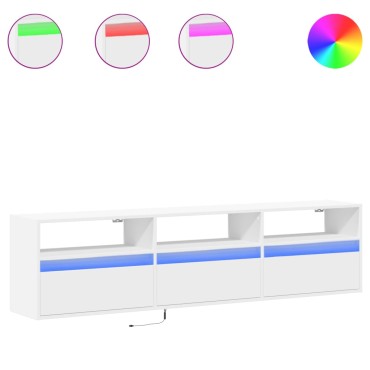 vidaXL Έπιπλο Τοίχου Τηλεόρασης με LED Λευκό 180x31x45cm