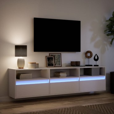 vidaXL Έπιπλο Τοίχου Τηλεόρασης με LED Λευκό 180x31x45cm