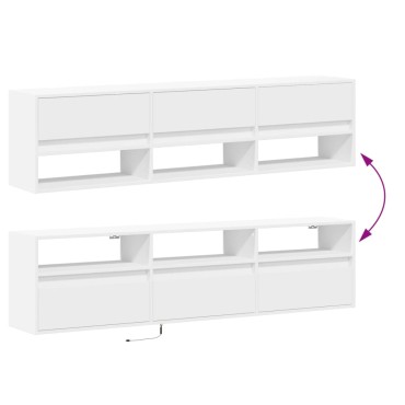 vidaXL Έπιπλο Τοίχου Τηλεόρασης με LED Λευκό 180x31x45cm