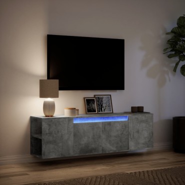 vidaXL Έπιπλο Τηλεόρασης με LED Γκρι Σκυροδέματος 135x31x39,5cm