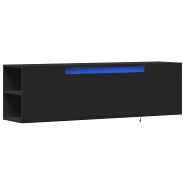 vidaXL Έπιπλο Τοίχου Τηλεόρασης με LED Μαύρο 135x31x39,5cm