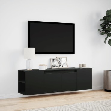 vidaXL Έπιπλο Τοίχου Τηλεόρασης με LED Μαύρο 135x31x39,5cm
