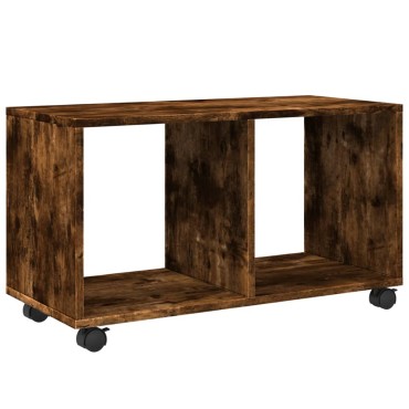 vidaXL Ντουλάπι Με Ροδάκια Καπνιστή Δρυς 72x33x42,5cm Επεξ. Ξύλο 1 τεμ.