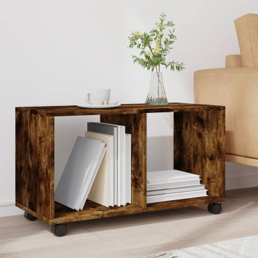 vidaXL Ντουλάπι Με Ροδάκια Καπνιστή Δρυς 72x33x42,5cm Επεξ. Ξύλο 1 τεμ.