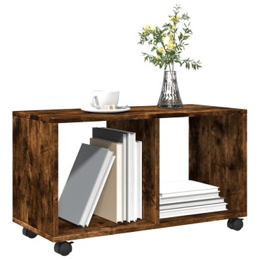 vidaXL Ντουλάπι Με Ροδάκια Καπνιστή Δρυς 72x33x42,5cm Επεξ. Ξύλο 1 τεμ.