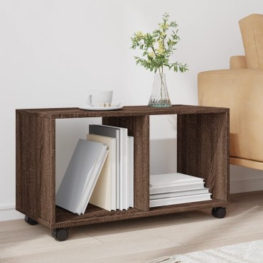 vidaXL Ντουλάπι Τροχήλατο Καφέ Δρυς 72x33x42,5cm από Επεξ. Ξύλο 1 τεμ.
