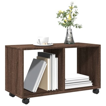 vidaXL Ντουλάπι Τροχήλατο Καφέ Δρυς 72x33x42,5cm από Επεξ. Ξύλο 1 τεμ.