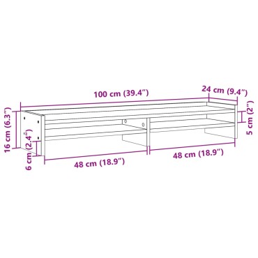 vidaXL Βάση Οθονών Γκρι του Σκυροδέματος 100x24x16 εκ. από Επεξ. Ξύλο