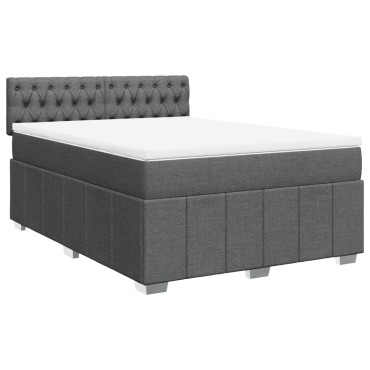 vidaXL Κρεβάτι Boxspring με Στρώμα Σκούρο Γκρι 140x200 εκ Υφασμάτινο
