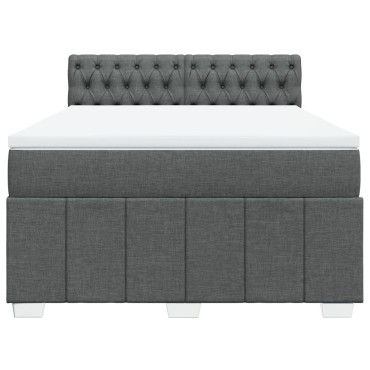 vidaXL Κρεβάτι Boxspring με Στρώμα Σκούρο Γκρι 140x200 εκ Υφασμάτινο