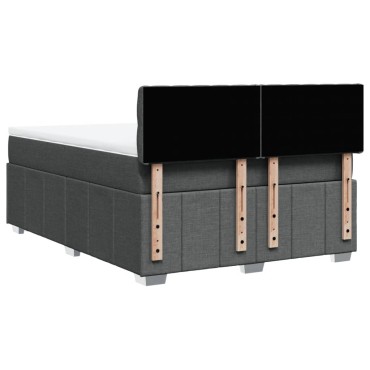 vidaXL Κρεβάτι Boxspring με Στρώμα Σκούρο Γκρι 140x200 εκ Υφασμάτινο