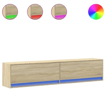 vidaXL Έπιπλο Τοίχου Τηλεόρασης με LED Sonoma Δρυς 180x31x38cm