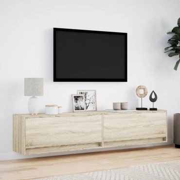 vidaXL Έπιπλο Τοίχου Τηλεόρασης με LED Sonoma Δρυς 180x31x38cm