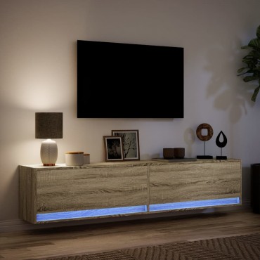 vidaXL Έπιπλο Τοίχου Τηλεόρασης με LED Sonoma Δρυς 180x31x38cm