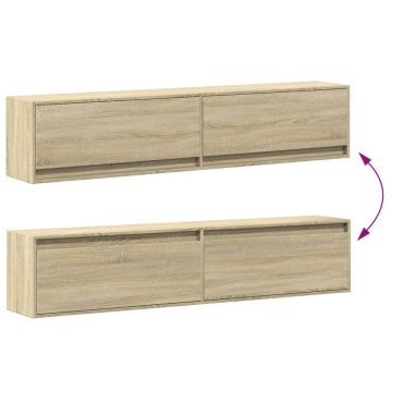 vidaXL Έπιπλο Τοίχου Τηλεόρασης με LED Sonoma Δρυς 180x31x38cm