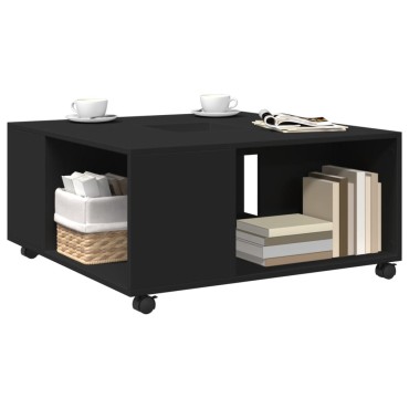 vidaXL Τραπεζάκι Σαλονιού Μαύρο 80x80x40cm από Επεξεργασμένο Ξύλο 1 τεμ.