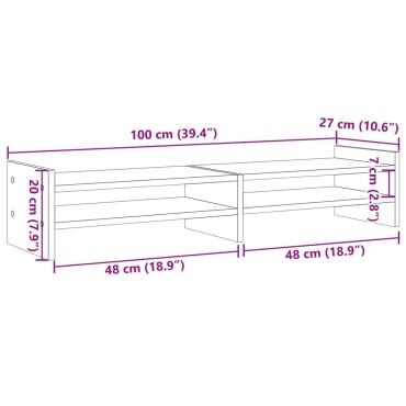 vidaXL Βάση Οθόνης Γκρι Sonoma 100x27x20 εκ. από Επεξεργασμένο Ξύλο