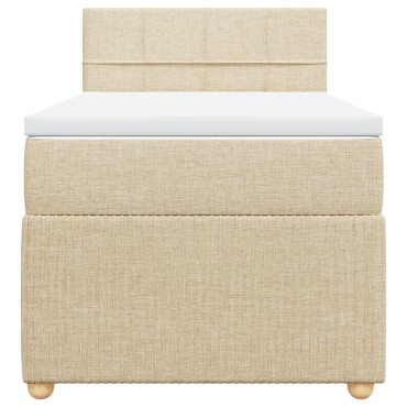 vidaXL Κρεβάτι Boxspring με Στρώμα Κρεμ 90x190 εκ.Υφασμάτινο