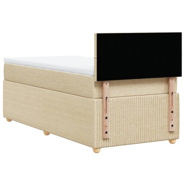 vidaXL Κρεβάτι Boxspring με Στρώμα Κρεμ 90x190 εκ.Υφασμάτινο