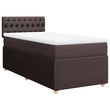 vidaXL Κρεβάτι Boxspring με Στρώμα Σκούρο Καφέ 90x190 εκ. Υφασμάτινο