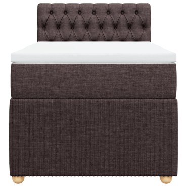 vidaXL Κρεβάτι Boxspring με Στρώμα Σκούρο Καφέ 90x190 εκ. Υφασμάτινο