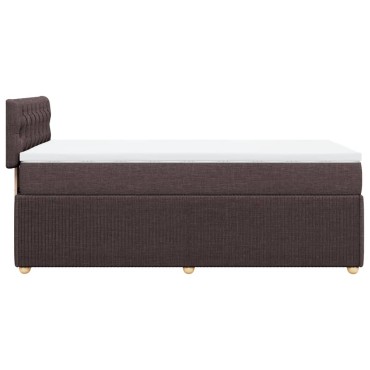 vidaXL Κρεβάτι Boxspring με Στρώμα Σκούρο Καφέ 90x190 εκ. Υφασμάτινο