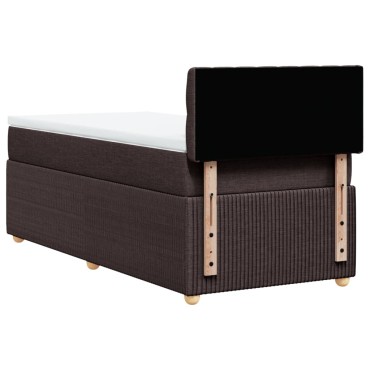 vidaXL Κρεβάτι Boxspring με Στρώμα Σκούρο Καφέ 90x190 εκ. Υφασμάτινο