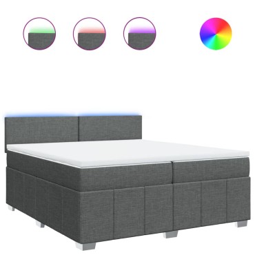 vidaXL Κρεβάτι Boxspring με Στρώμα Σκούρο Γκρι 200x200 εκ. Υφασμάτινο