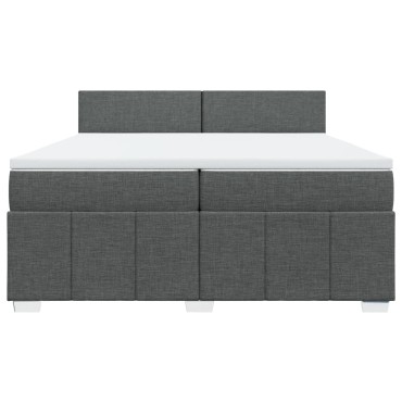vidaXL Κρεβάτι Boxspring με Στρώμα Σκούρο Γκρι 200x200 εκ. Υφασμάτινο