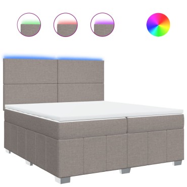 vidaXL Κρεβάτι Boxspring με Στρώμα Taupe 200x200cm Υφασμάτινο 1 τεμ. - Διπλό