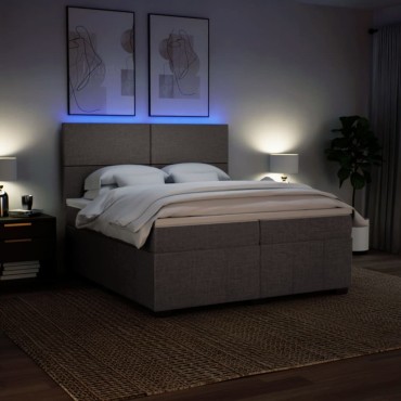 vidaXL Κρεβάτι Boxspring με Στρώμα Taupe 200x200cm Υφασμάτινο 1 τεμ. - Διπλό