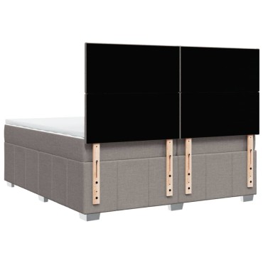 vidaXL Κρεβάτι Boxspring με Στρώμα Taupe 200x200cm Υφασμάτινο 1 τεμ. - Διπλό