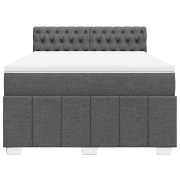 vidaXL Κρεβάτι Boxspring με Στρώμα Σκούρο Γκρι 140x190 εκ. Υφασμάτινο