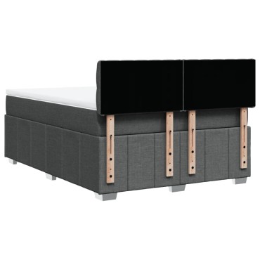 vidaXL Κρεβάτι Boxspring με Στρώμα Σκούρο Γκρι 140x190 εκ. Υφασμάτινο