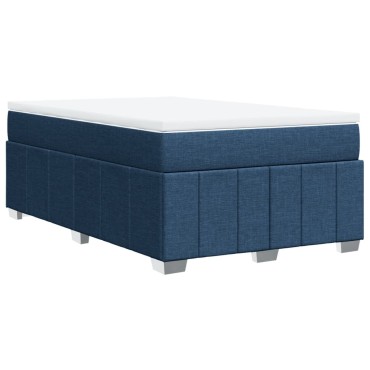 vidaXL Κρεβάτι Boxspring με Στρώμα Μπλε 120x200cm Υφασμάτινο 1 τεμ. - Μονό