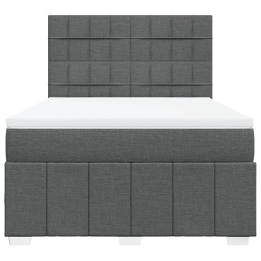 vidaXL Κρεβάτι Boxspring με Στρώμα Σκούρο Γκρι 140x190 εκ. Υφασμάτινο