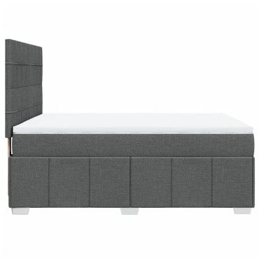 vidaXL Κρεβάτι Boxspring με Στρώμα Σκούρο Γκρι 140x190 εκ. Υφασμάτινο