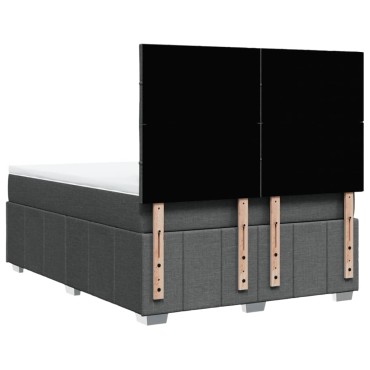 vidaXL Κρεβάτι Boxspring με Στρώμα Σκούρο Γκρι 140x190 εκ. Υφασμάτινο