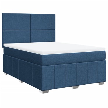 vidaXL Κρεβάτι Boxspring με Στρώμα Μπλε 140x200cm Υφασμάτινο 1 τεμ. - Διπλό