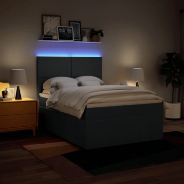 vidaXL Κρεβάτι Boxspring με Στρώμα Μπλε 140x200cm Υφασμάτινο 1 τεμ. - Διπλό