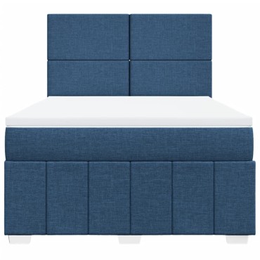vidaXL Κρεβάτι Boxspring με Στρώμα Μπλε 140x200cm Υφασμάτινο 1 τεμ. - Διπλό