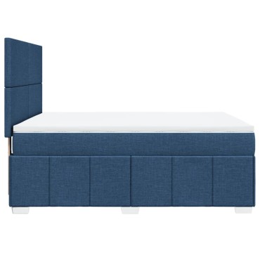 vidaXL Κρεβάτι Boxspring με Στρώμα Μπλε 140x200cm Υφασμάτινο 1 τεμ. - Διπλό